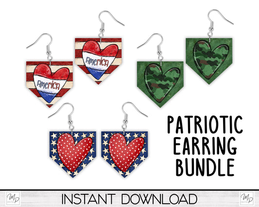 Patriotic BUNDLE, Earrings, Hanging Sign PNG Design for Sublimation