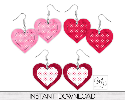 Heart Earring Design BUNDLE for Sublimation, Digital Download