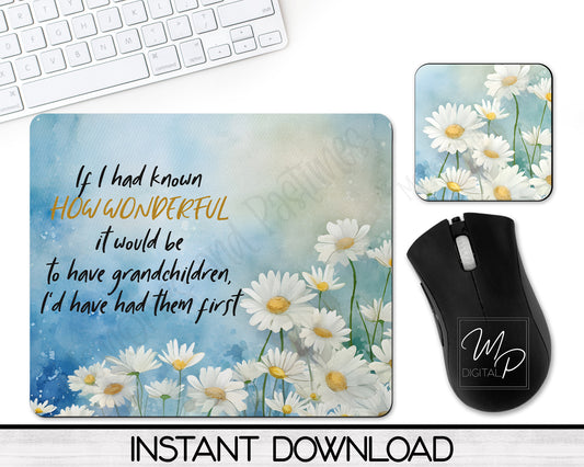Grandma Mousepad and Coaster PNG for Sublimation, Digital Download