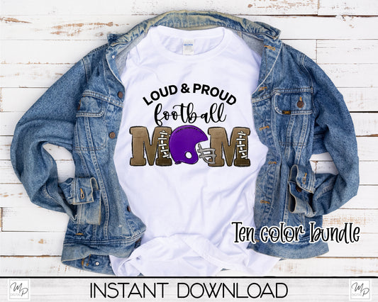 Football Mom Bundle PNG Sublimation Design for T-Shirts, Totes, Car Charms, Digital Download