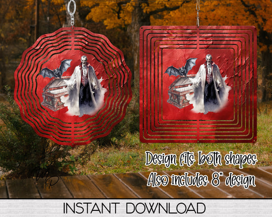Spooky Halloween Vampire Garden Wind Spinner PNG Design for Sublimation, Digital Download