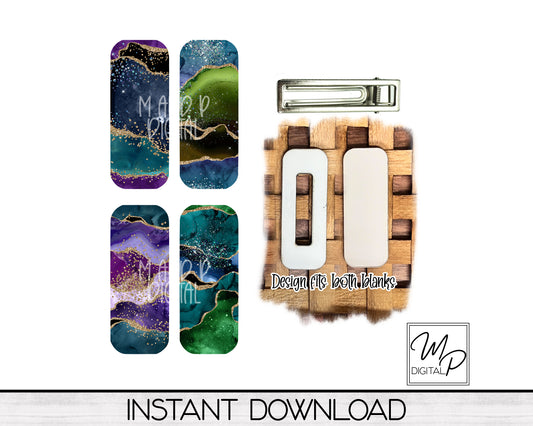 Glitter Agate PNG Design Bundle for Sublimation of Small Oval Hair Clips, Digital Download