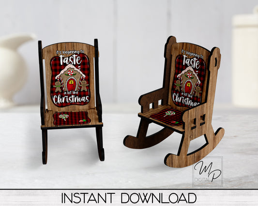 Christmas Gingerbread MDF Rocking Chair PNG Sublimation Design, Digital Download
