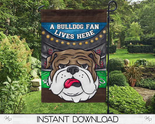 Bulldog Football Fan Garden Flag Design for Sublimation, Digital Download