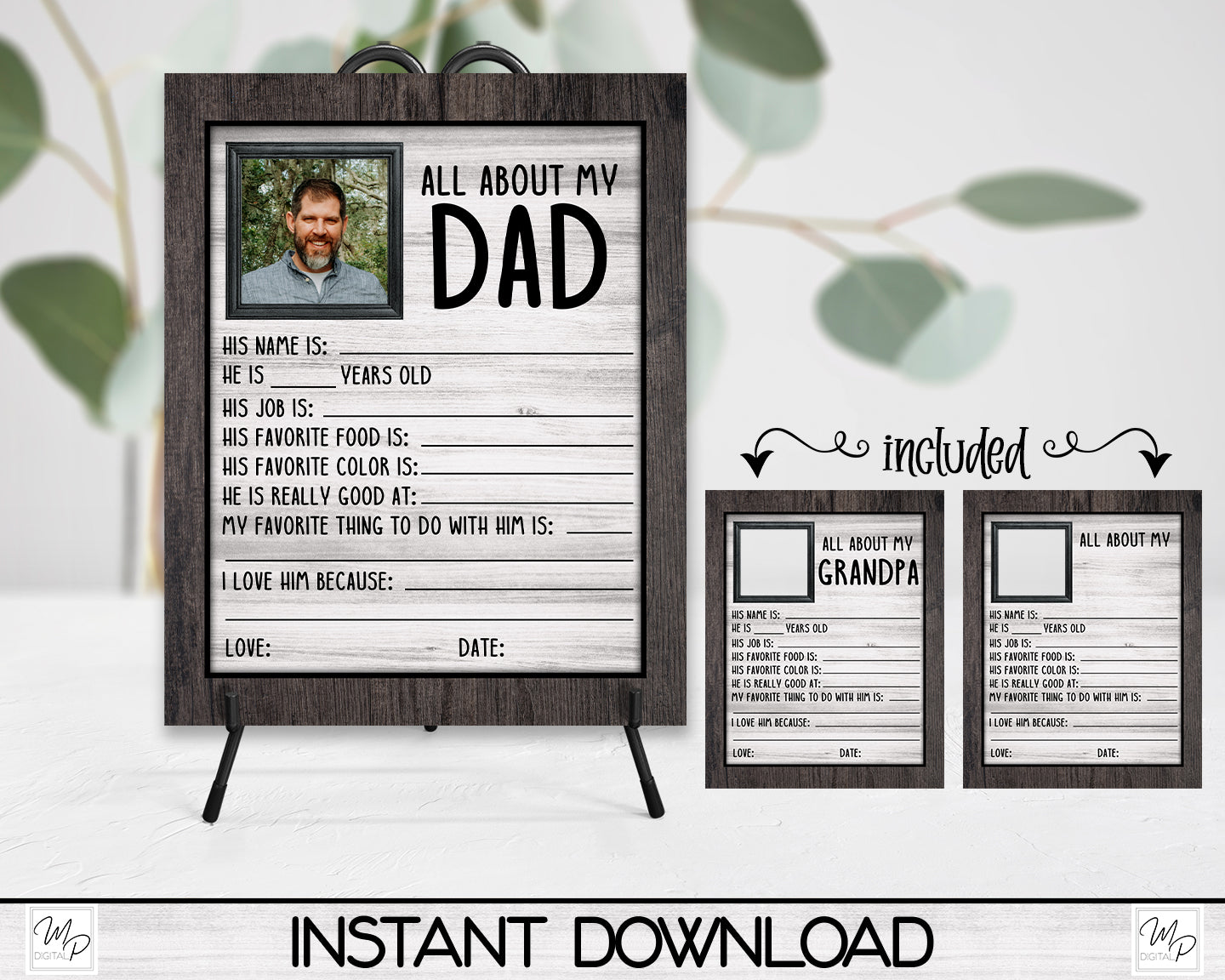 All About My Dad / Grandpa Sign PNG Design for Sublimation, Digital Download