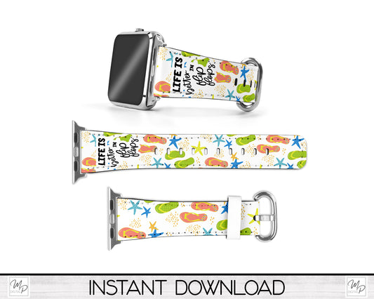 Flip Flop Summer PNG for Sublimation of Watchbands, Digital Download