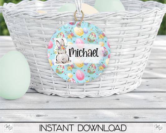 Round Easter Basket Tag PNG Sublimation Digital Design Download