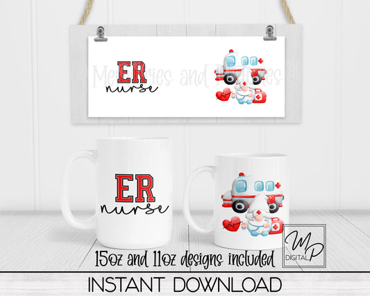 ER Nurse Coffee Mug Sublimation Design PNG Digital Download - 11oz and 15oz