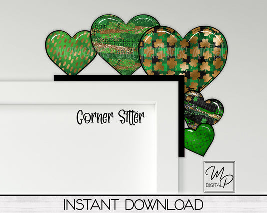 St. Patrick's Day Hearts Over The Door Corner Sitter PNG Digital Download for Sublimation