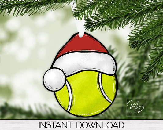Christmas Tennis Santa Hat PNG Design for Sublimation, Digital Download