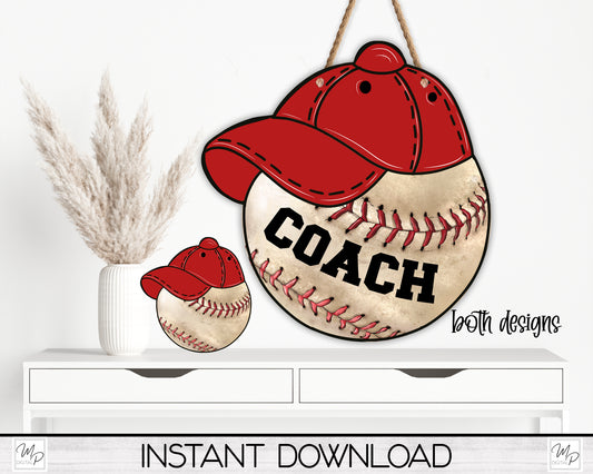 Baseball with Red Hat PNG Design for Sublimation of Signs, Earrings, Digital Download
