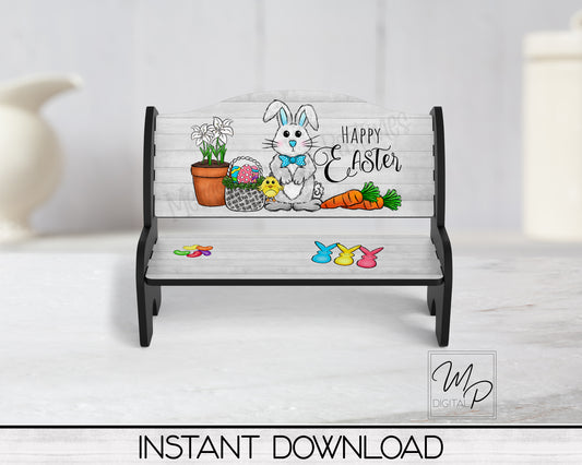Easter Bunny Bench PNG for Sublimation, Sublimation Design for Tiered Tray Benches, Digital Download