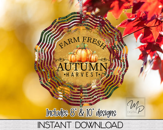 Autumn Harvest Fall Garden Wind Spinner PNG Design for Sublimation, Digital Download