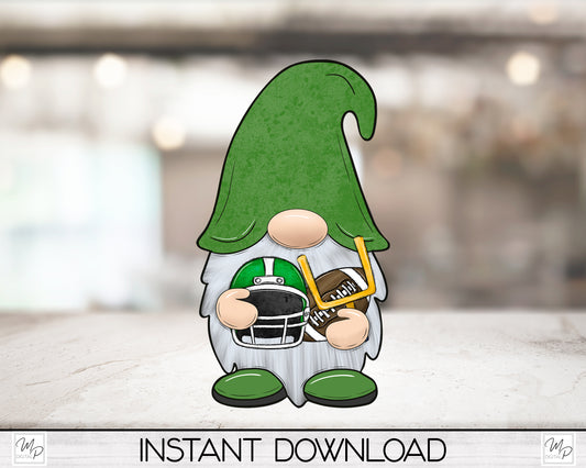 Green Football Gnome PNG Sublimation Digital Design Download