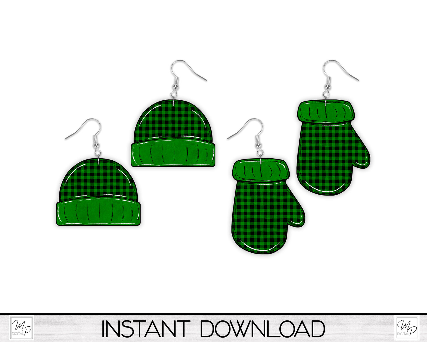 Matching Beanie and Mitten Earring Design for Sublimation, Digital Download