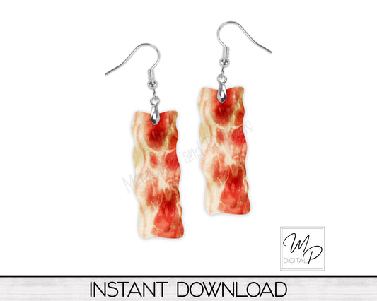 Bacon Earring PNG Design for Sublimation, Digital Download