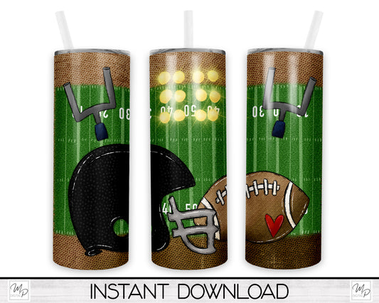 Football 20oz Skinny Tumbler PNG Sublimation Design, Digital Download