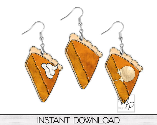 Pumpkin Pie Slice Earring PNG Design Bundle for Sublimation, Digital Download