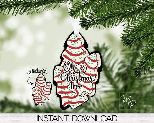 Christmas Snack Cakes PNG Design for Sublimation of Ornaments and Earrings, Chubby Christmas Trees Digital Download