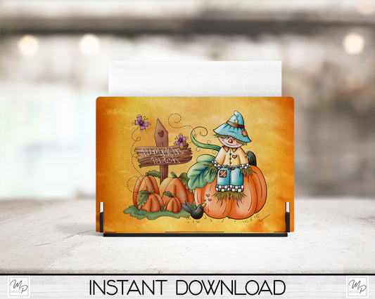 Halloween Pumpkin Patch Scarecrow PNG for Sublimation of Napkin Holders, Digital Download, Commercial Use