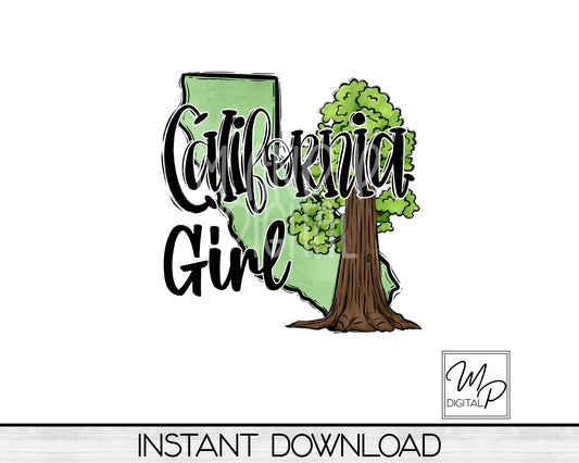 California Girl PNG Sublimation Design for Shirts and Mugs, Commercial Use