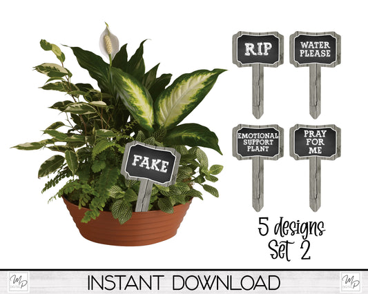 Funny Plant Stakes, Set 2, PNG Design for Sublimation, Digital Download