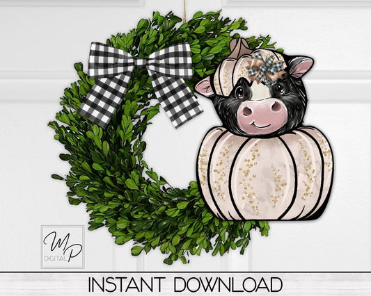 Fall Pumpkin Cow PNG Sublimation Design, Instant Digital Download, Personal and Commercial Use