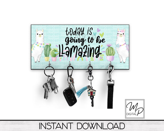 Llama Key Hanger PNG Sublimation Design, Digital Download