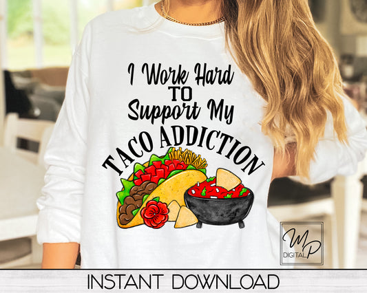 Taco PNG Sublimation Design, for Tshirts, Mugs, and Tea Towels, Digital Download
