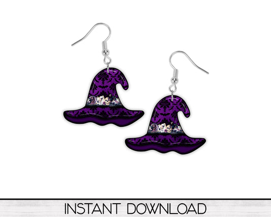 Halloween Gothic Witch Hat PNG, Digital Download for Sublimation, Commercial Use