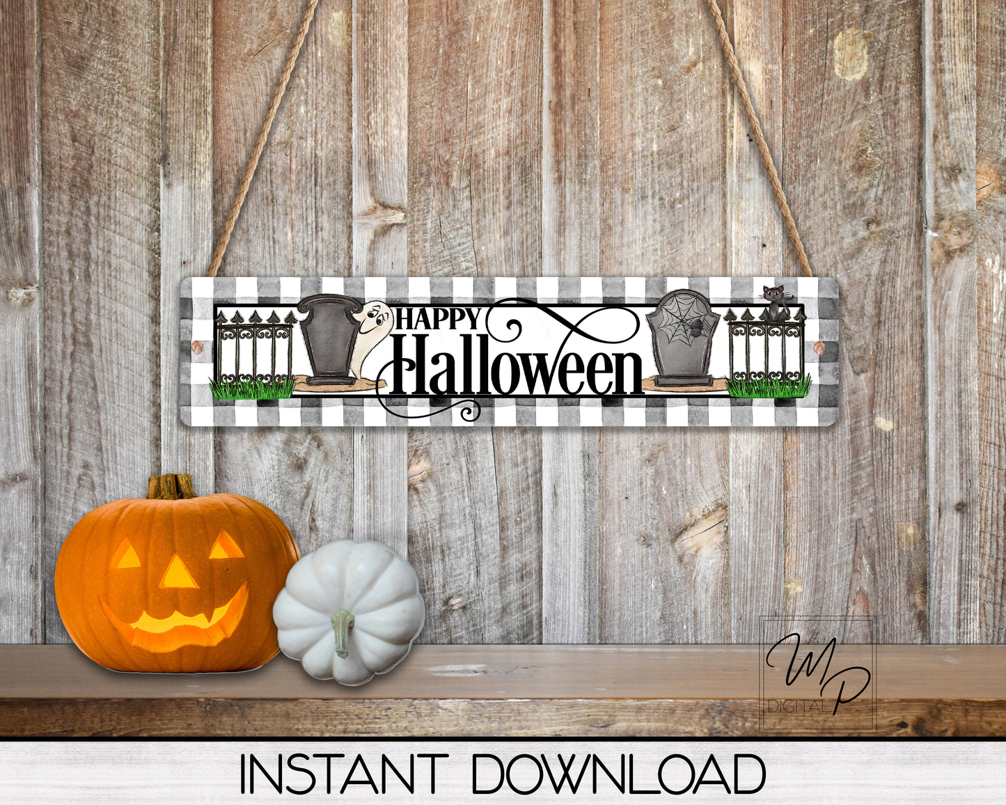 Happy Halloween Rectangle Sign PNG Design for Sublimation, Street Sign Design, 11x2.5