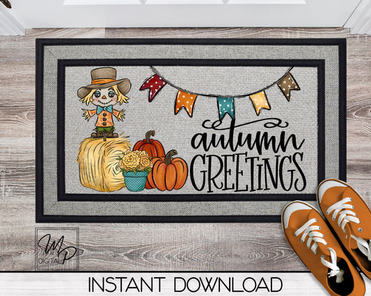 Autumn Greetings Door Mat Design for Sublimation, Digital Download