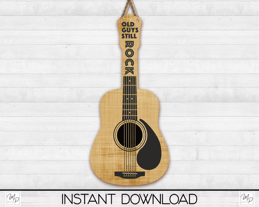 Guitar PNG Design for Sublimation of Signs, Keychains, Old Guys Still Rock, Digital Download
