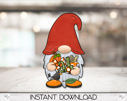 Fall Gnome PNG Sublimation Digital Design Download