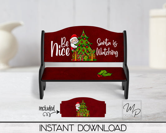 Christmas Santa Bench PNG Digital Download for Sublimation