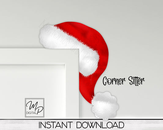 Santa Hat Corner Sitter PNG Digital Download for Sublimation