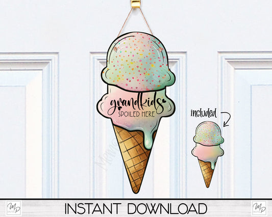 Ice Cream Cone PNG Design for Sublimation, Earrings, Signs, Digital Download