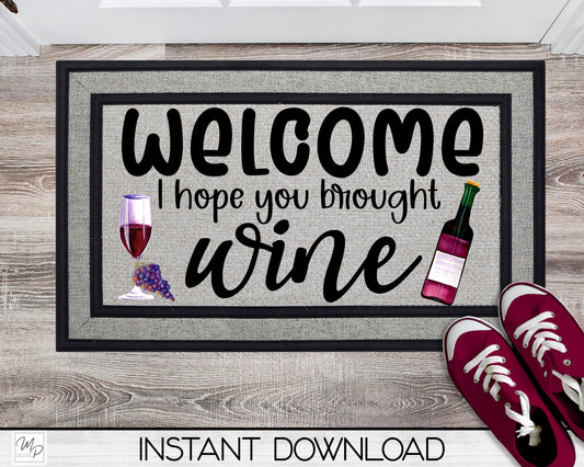 Wine Door Mat Design for Sublimation, Digital Download