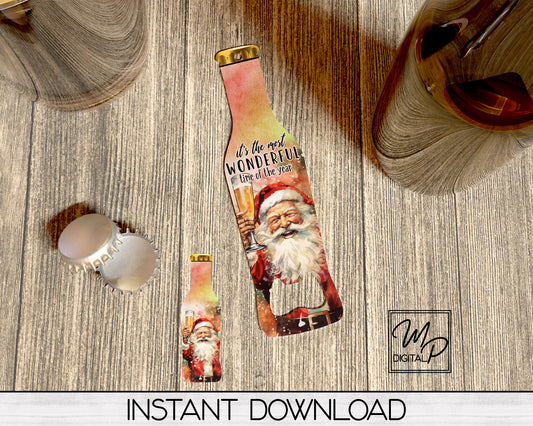 Christmas Santa Beer Bottle Opener PNG Digital Download for Sublimation, Commercial Use
