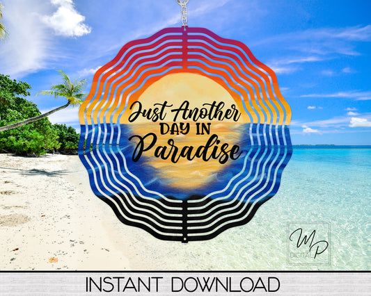 Beach Sunset Wind Spinner PNG Digital Sublimation Design, Commercial Use