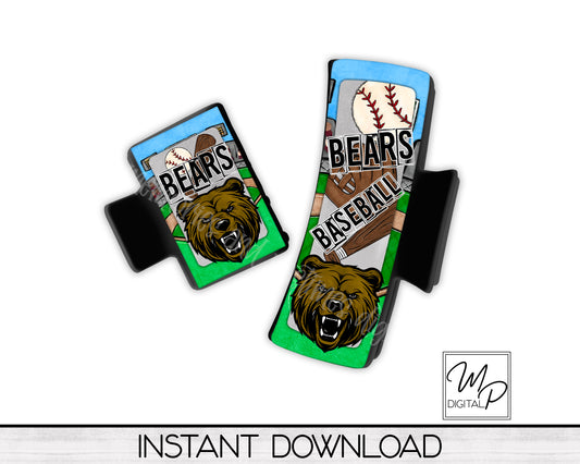 Bears Baseball Hair Clip PNG Sublimation Design, Digital Download