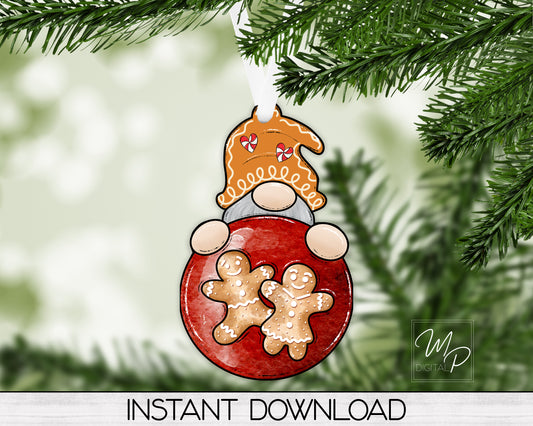 Christmas Gnome Ornament PNG Digital Download for Sublimation