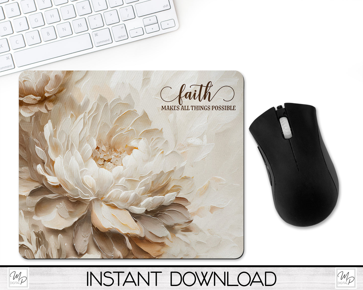 Christian Floral PNG Design for Sublimation of Mouse Pads, Signs, Includes Design Without Quote, Digital Download