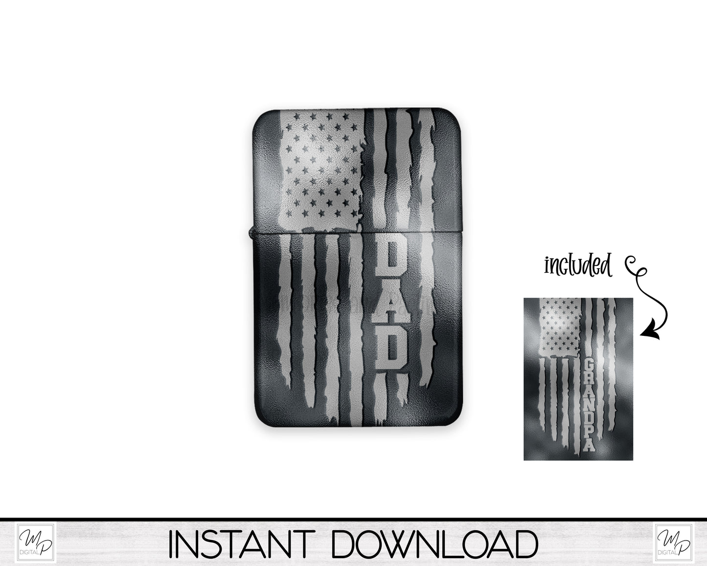Patriotic Dad and Grandpa Flag Flip Top Lighter PNG Sublimation Design Download, Golf