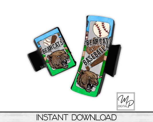 Bearcat Baseball Hair Clip PNG Sublimation Design, Digital Download