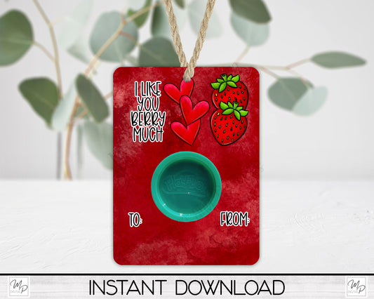 Valentine's Day Playdough Tag PNG Design, I Like You Berry Much, Party Favor Sublimation Design Download