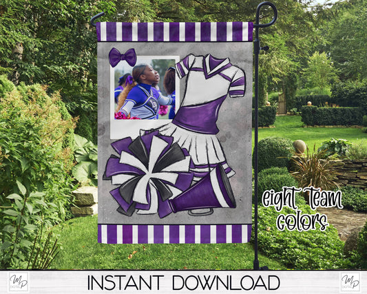 Cheerleader Photo Garden Flag Design for Sublimation, Eight Colors, Digital Download