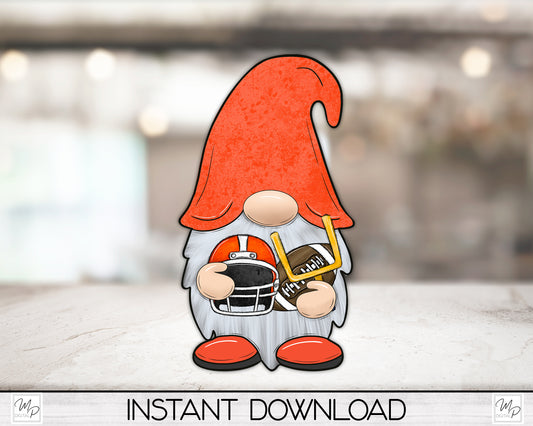 Orange Football Gnome PNG Sublimation Digital Design Download