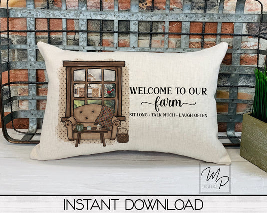 Welcome to our Farm Lumbar Pillow Cover PNG Sublimation Design, Digital Download, Commercial Use