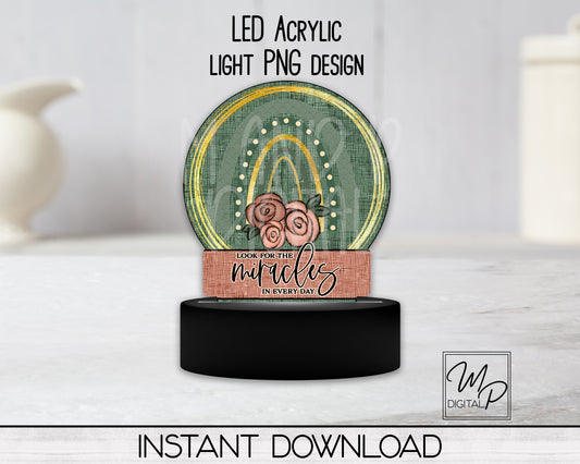 Inspirational Boho Round LED Light Up Sign PNG Sublimation Design, Digital Download